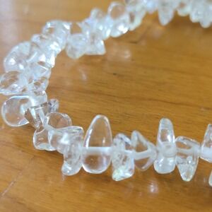 Vintage 925 Sterling Silver Clear Quartz Crystal Chip Toggle Bracelet Signed MO